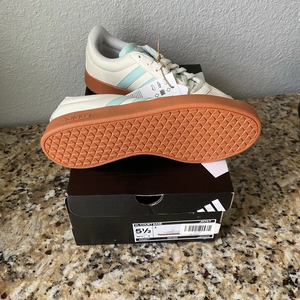 Adidas Teal and White VL Court 3.0 Shoes NWT - Picture 2 of 5